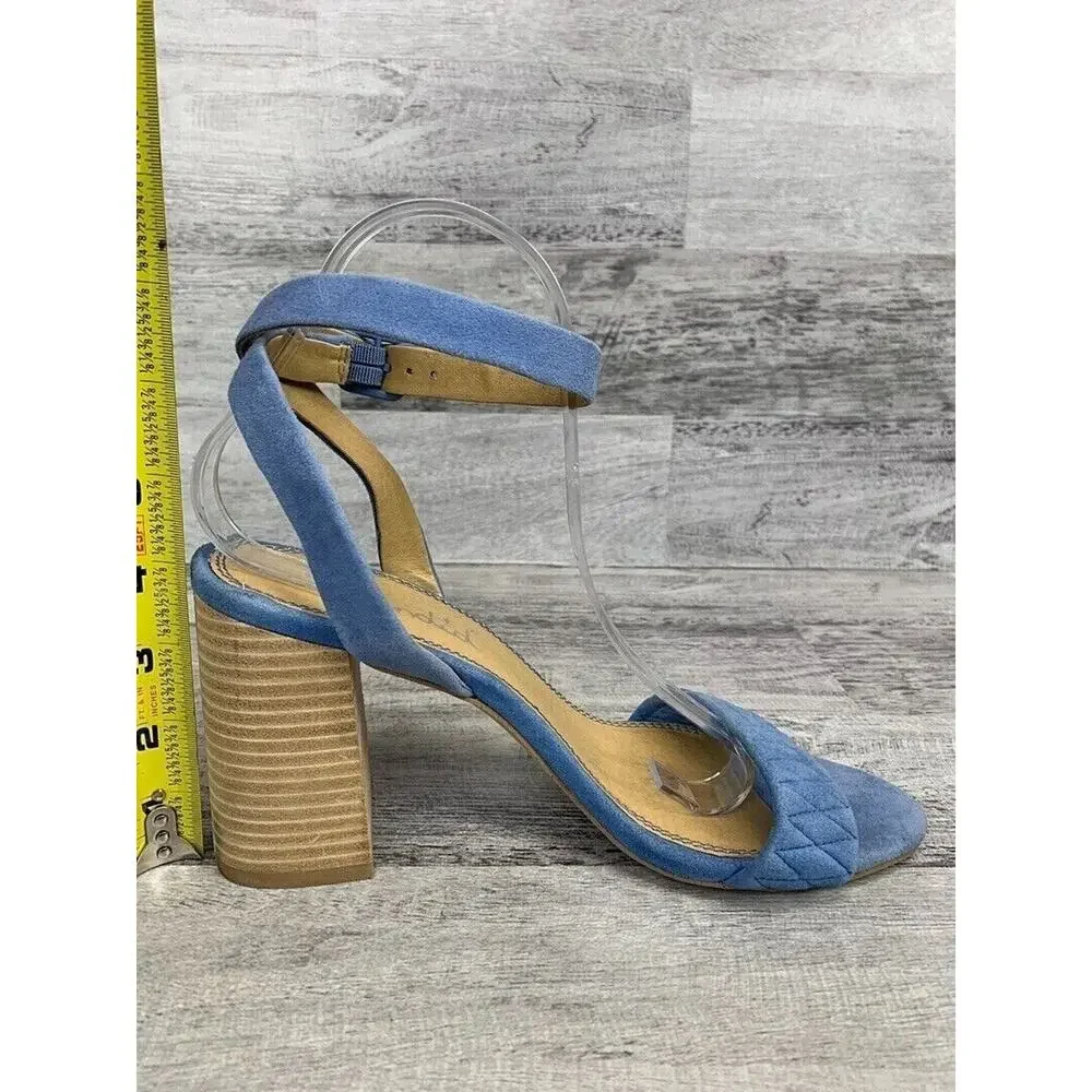 Splendid Womens Blue Suede Ankle Strap Block Heel Sandals Size 9